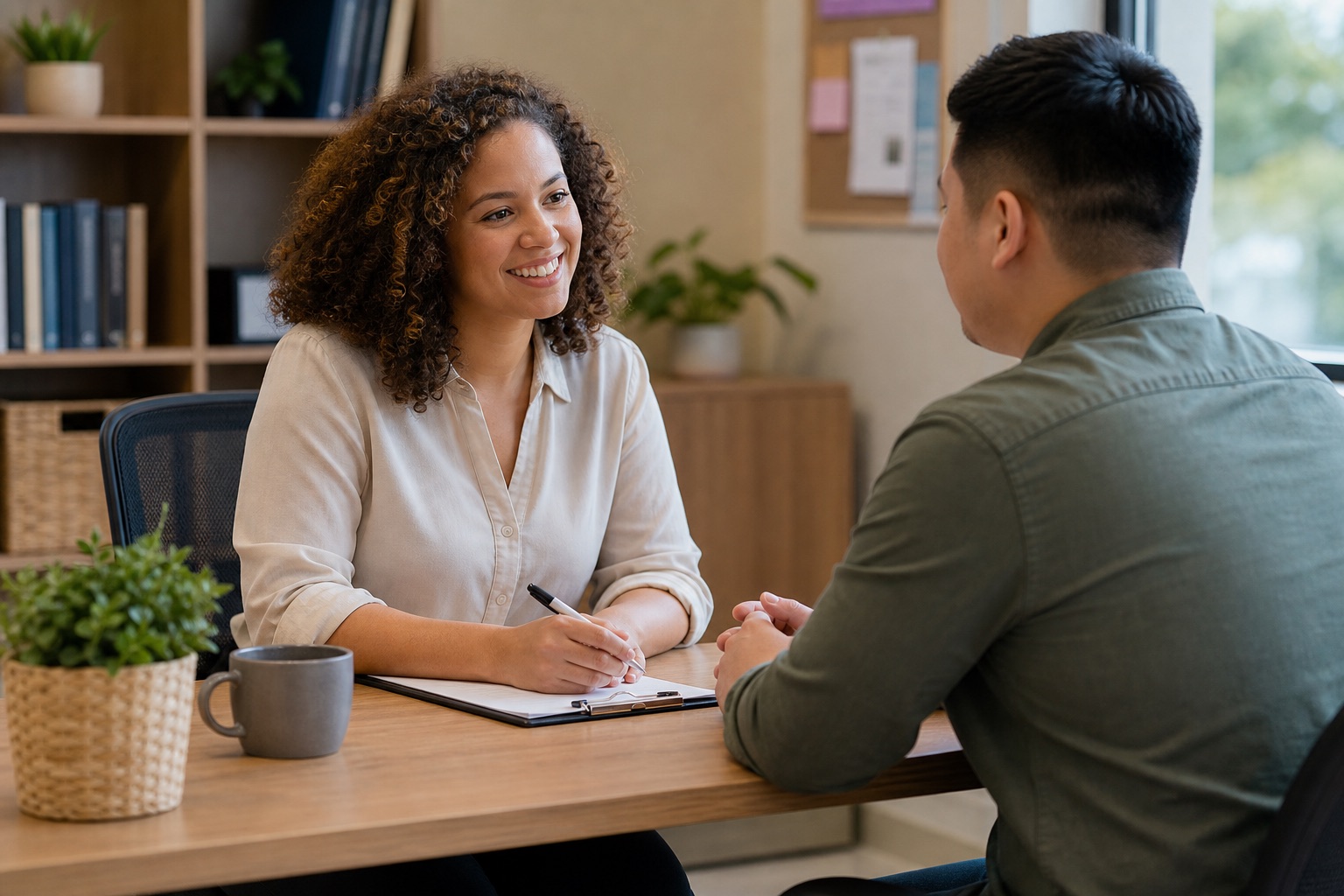 Human Resources professional meeting with a care team candidate