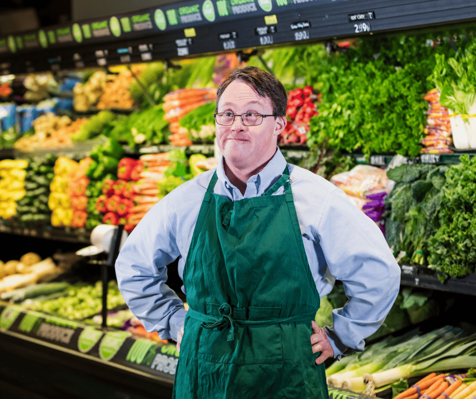 Adult with a developmental disability working on a day program activity